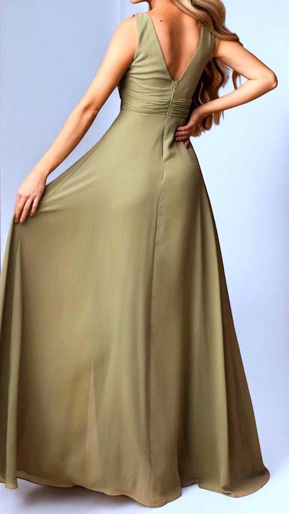 A2234 Noemi Olive Cape Jumpsuit