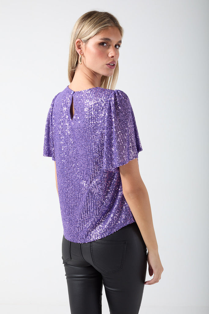 A1970 Lisla Lilac Sequin Top