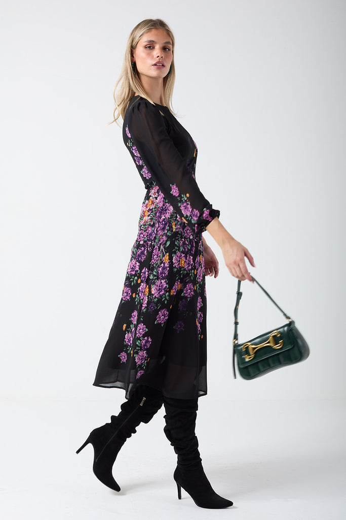 5-A1963 Malliah Black Floral Midi Dress