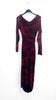 A2106 Tiara Burgundy Print Rouched Dress