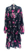 5-A2047 High Neck Black/Pink Floral Mini Dress