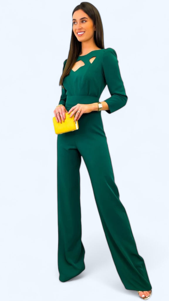 4-A1860 Farrell Green Cut Out Jumpsuit