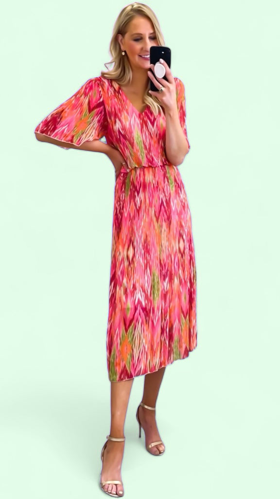 4-A1641 NewEnid Pink Print Loose Top Dress