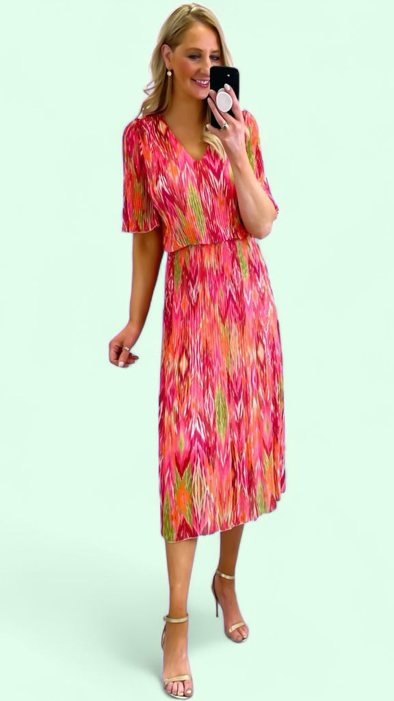 4-A1641 NewEnid Pink Print Loose Top Dress