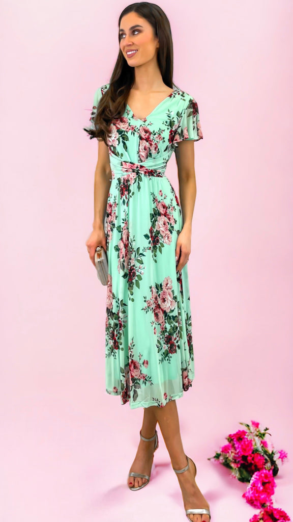 Mint floral clearance dress