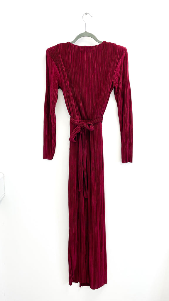 A2080 Sleeved Wine Elena Ruched Dress