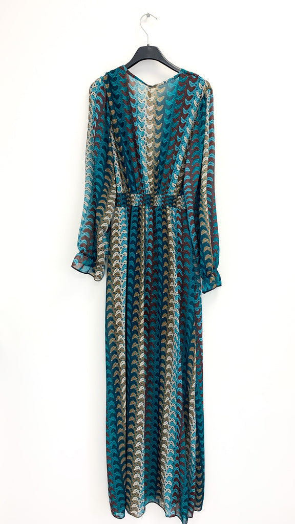 A1884 Dilys Teal Print Midi Dress