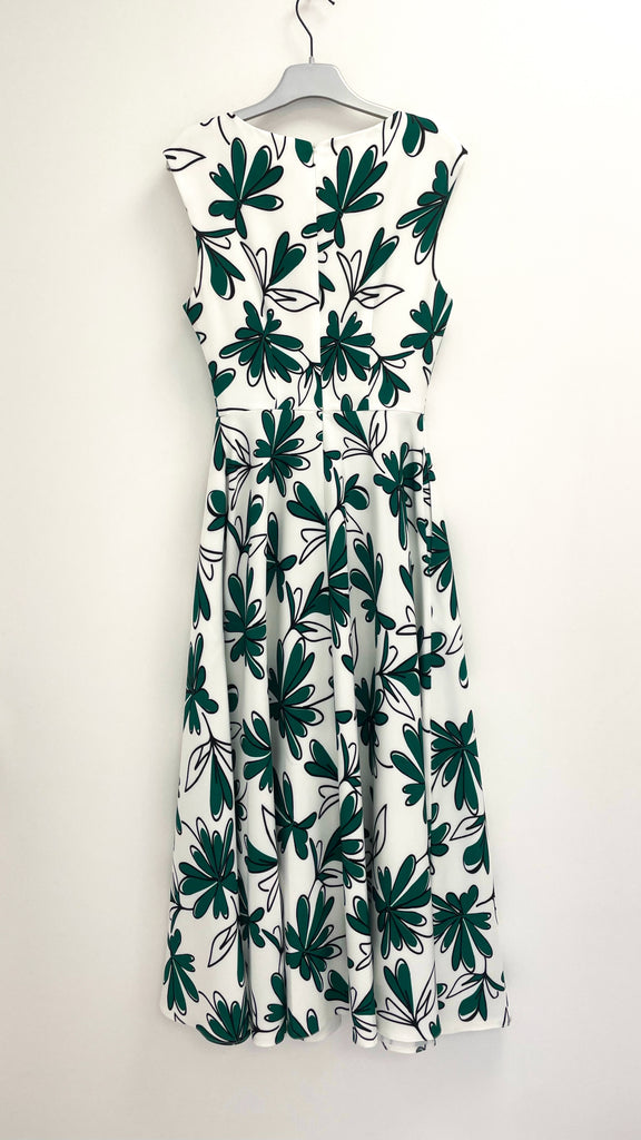 A2196CC Shakira Green/White Print Flare Dress