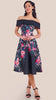 4-A1920 Judie Black Floral Bardot Flare Dress