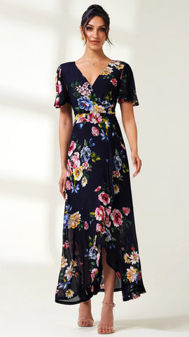 A2145 Ellya Pink Faux Wrap Dress