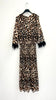 A2009 Leopard Loose Top Dress Feather Trim