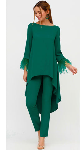 4-A1845 Nesta Green Wrap Look Dress