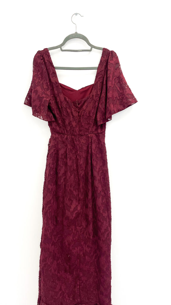 A2049 Heidi Floral Burnout Midi Dress Wine