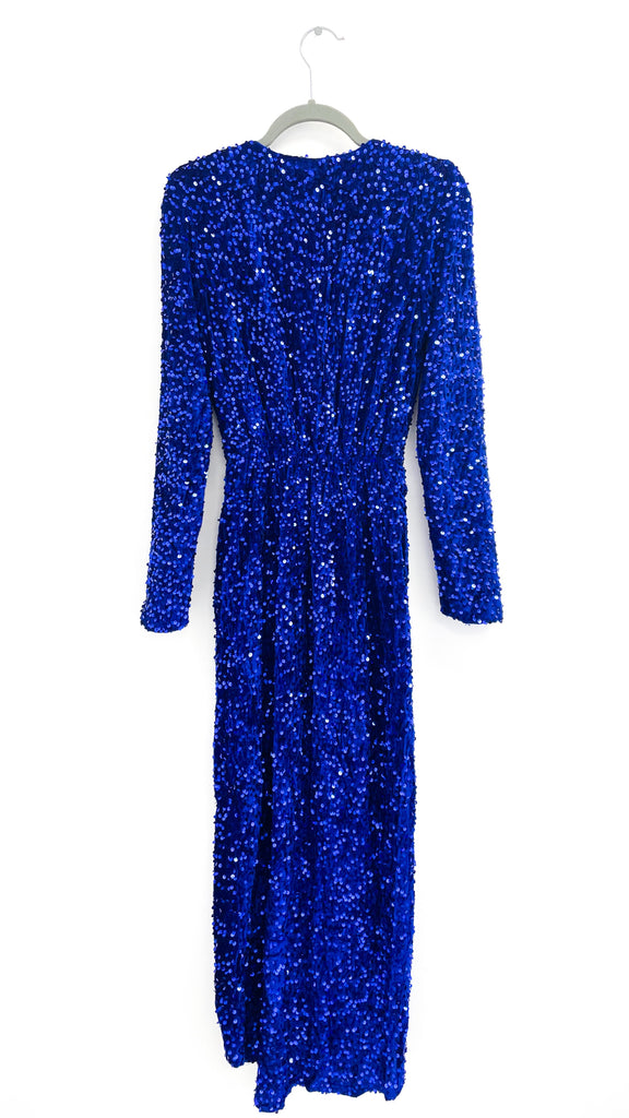 A2007 Royal Sequin Drape Skirt Dress