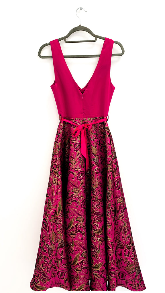 A1848 Pink Jacquard Fit & Flare Dress