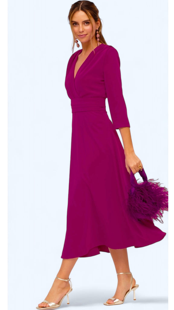 4-A1837 Avelin Magenta Flare Dress