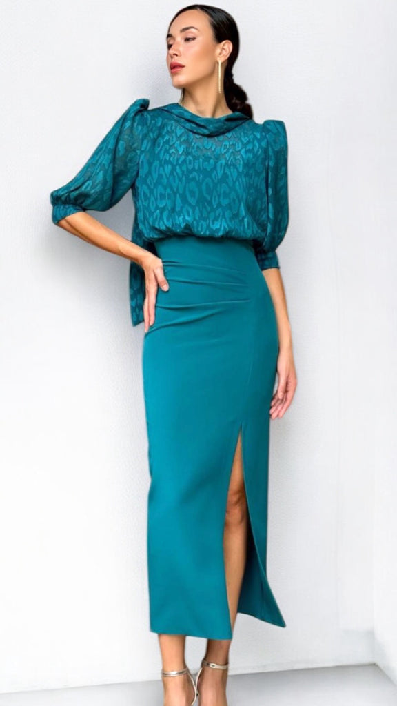 A2025 Shannon Teal Midi Dress