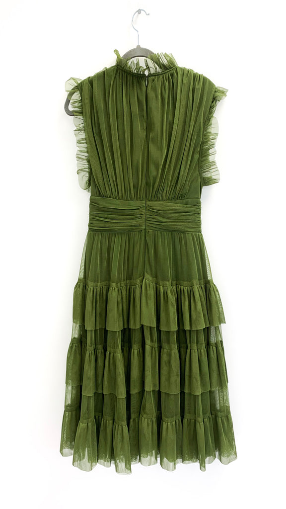 A1949 Khaki Malva Flounce Mini Dress