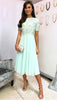 A2096GG Mint Embellished Flare Dress