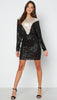 4-A0112 Black/Beige Sequin Dress